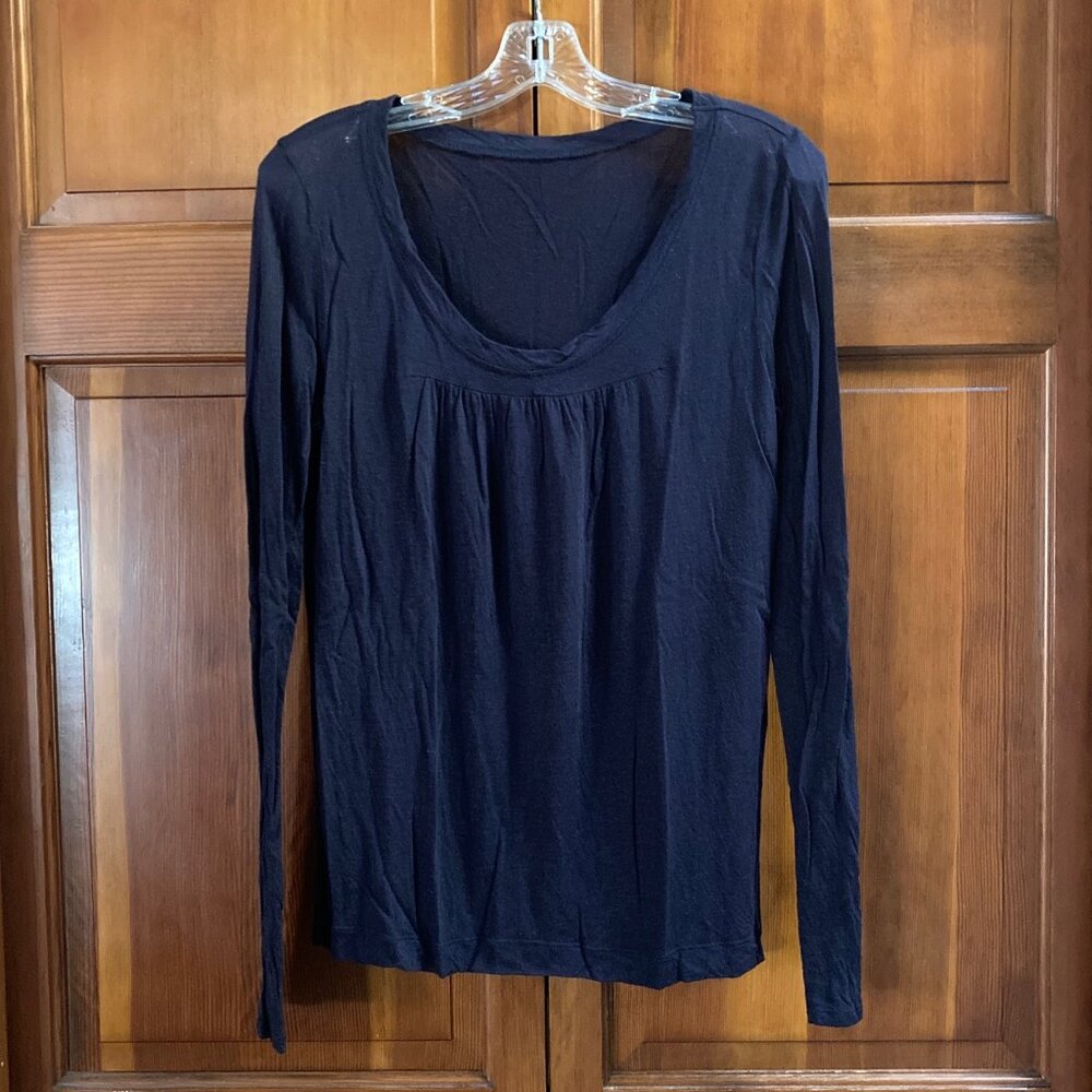 Michael Stars Long Sleeve Scoop Neck Sheer Shirt - Navy Blue - OS - No tags